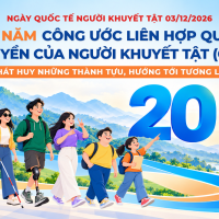 Chủ đề ngày quốc tế người khuyết tật 2026: 20 năm Công ước CRPD: Phát huy những  thành tựu, hướng tới tương lai